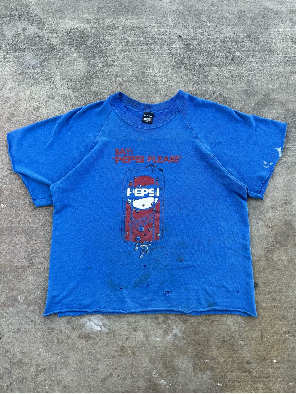 Vintage Blue Pepsi Graphic Tee - Say 'Pepsi Please'